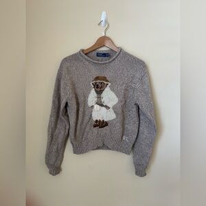 Polo Ralph Lauren Bear Cotton Roll Neck Sweater Mushroom Marl XS